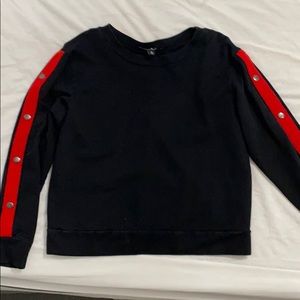 Lea and Viola sweater black with red stripes